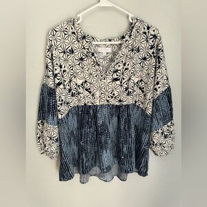 New Directions Blue White Top Size 2x